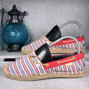 Sperry Topsider Striped Americana Espadrille Flats Slip On Shoes Size 8